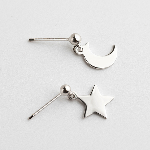 A32716 s925 sterling silver stars moon silver unique silver earrings