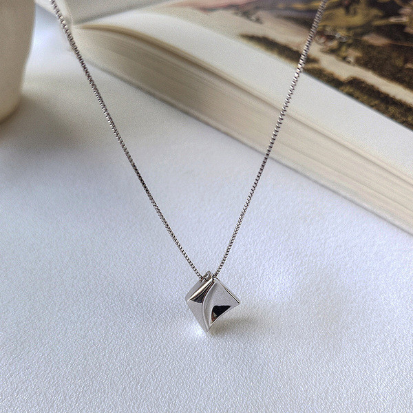 A31311 s925 sterling silver tiny geometric necklace