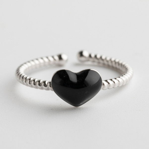 A32486 s925 sterling silver adjustable fashion unique heart silver rope ring