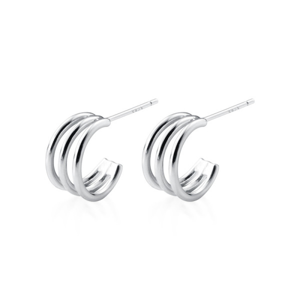 A35782 s925 sterling silver simple hollowed laye trendy geometric earrings