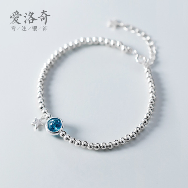 A35172 s925 sterling silver charm simple crystal stars fashion bracelet