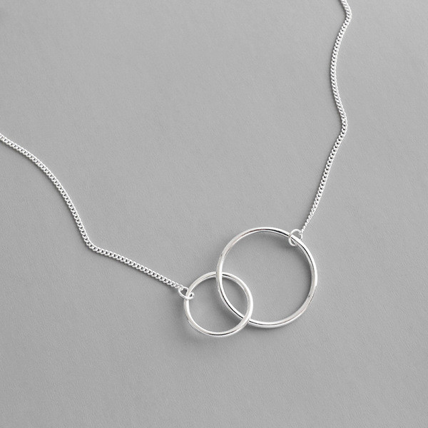 A25571 silver S925 sterling silver fashion unique simple double circle double necklace