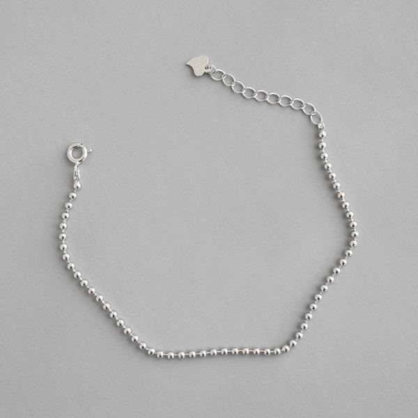 A36508 silver2mm simple sterling silver bead charm bracelet