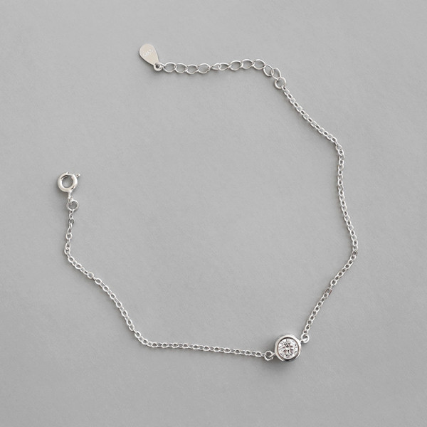 A36977 ST672 silver simple rhinestone cubiczirconia charm bracelet