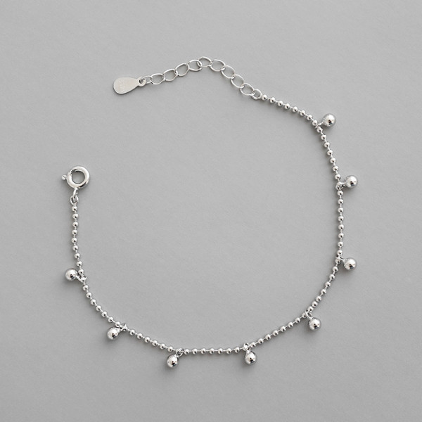 A36503 silvers925 sterling silver bead minimalist handmade charm bracelet