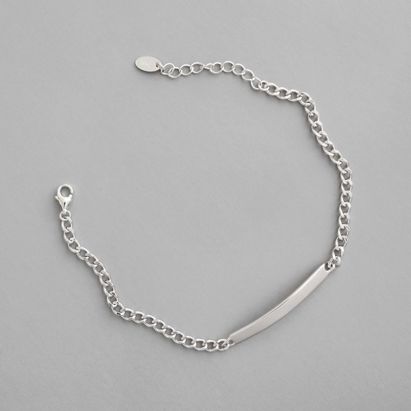 A36510 s925 sterling silver fashion unique geometric bar chain charm bracelet