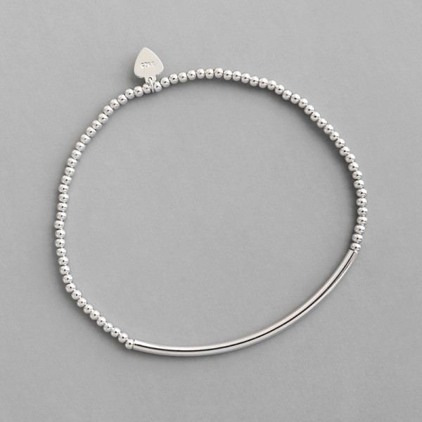 A36521 s925 sterling silver handmade2mm simple bead tube charm bracelet