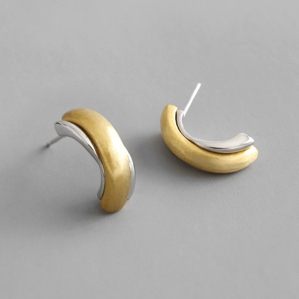 A37371 s925 sterling silver elegant geometric goldplated gold stud earrings earrings