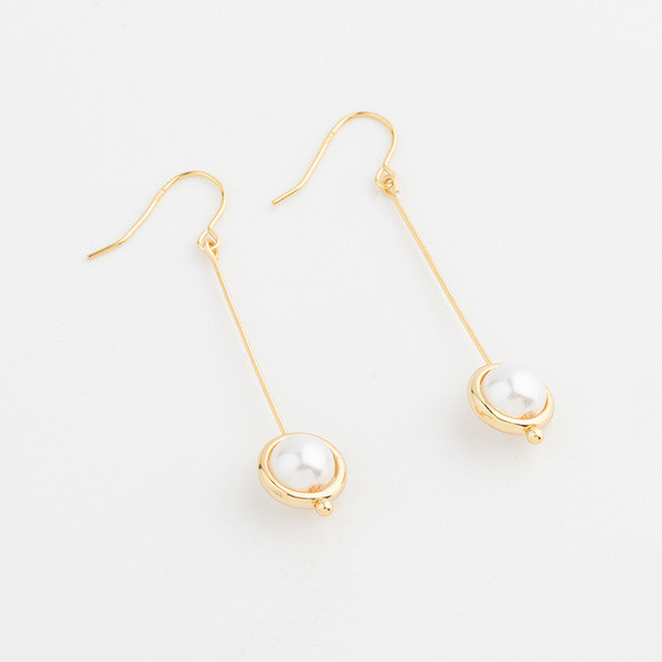 A32731 s925 sterling silver unique pearl circle dangle earrings