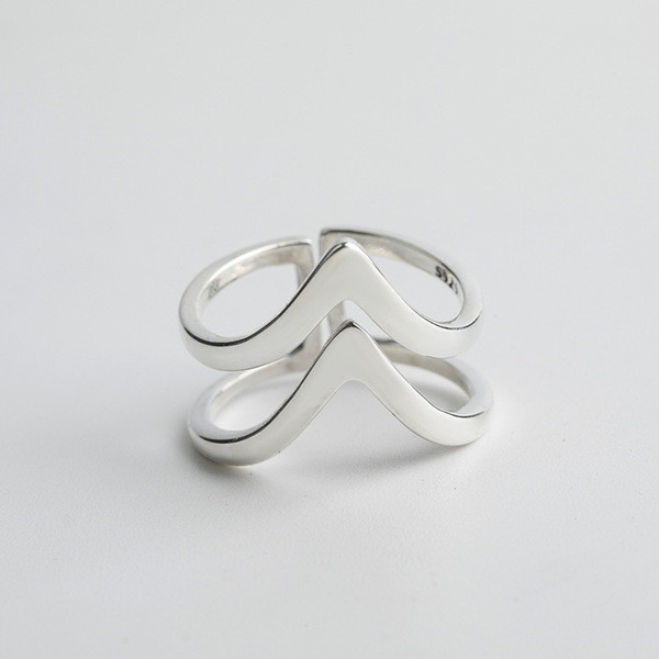 A32499 s925 sterling silver rhombic chic trendy silver doublelayer silver ring