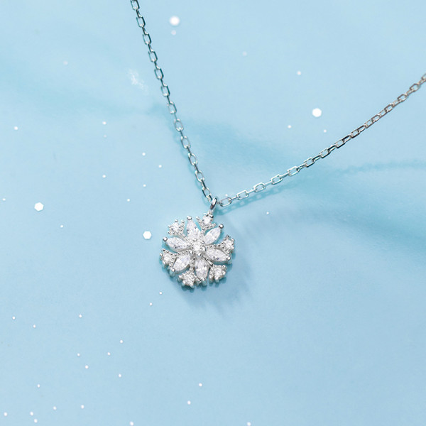 A44803 s925 silver christmas fashion snowflake elegant short choker necklace