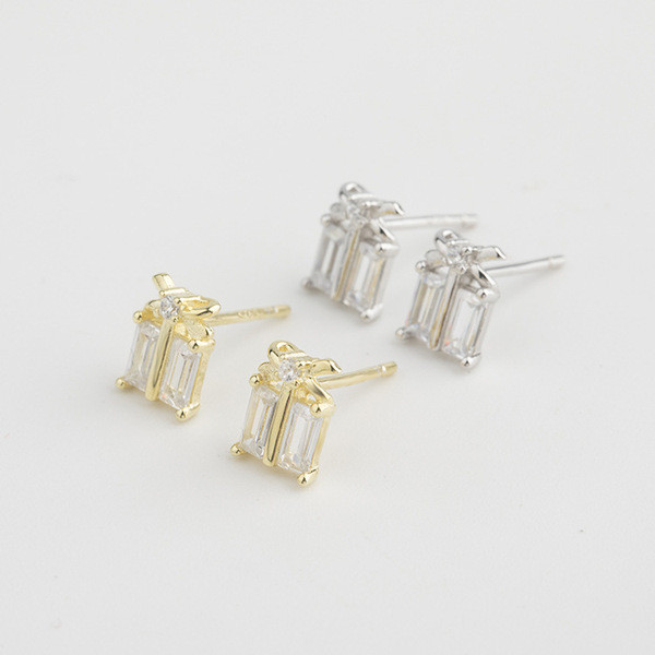 A32771 bigs925 sterling silver chic square silver silver earrings