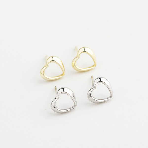 A32797 s925 sterling silver heartshape cute chic silver trendy fashion earrings