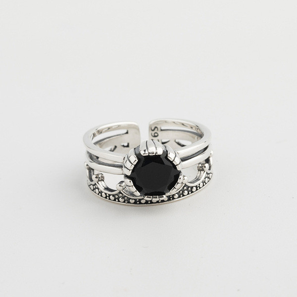 A32519 s925 sterling silver trendy vintage simple crown silver simple ring