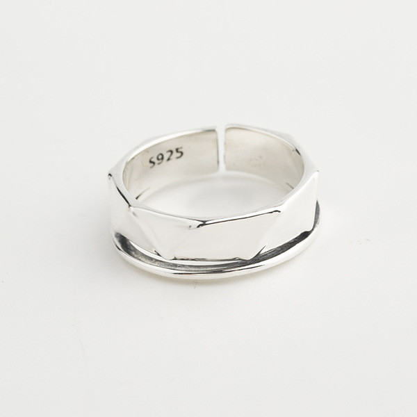 A32523 s925 sterling silver adjustable vintage simple silver trendy chic silver ring