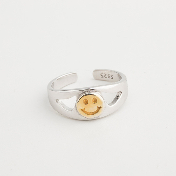 A32510 s925 sterling silver smilingface simple adjustable ring