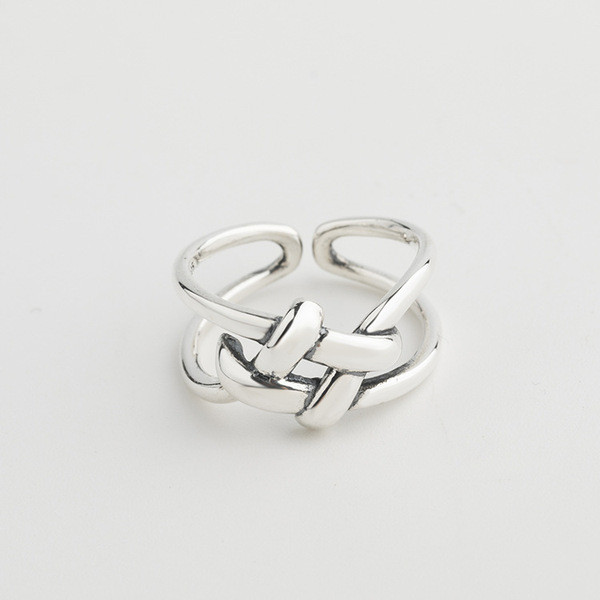 A32509 s925 sterling silver trendy simple bow adjustable silver chic silver ring
