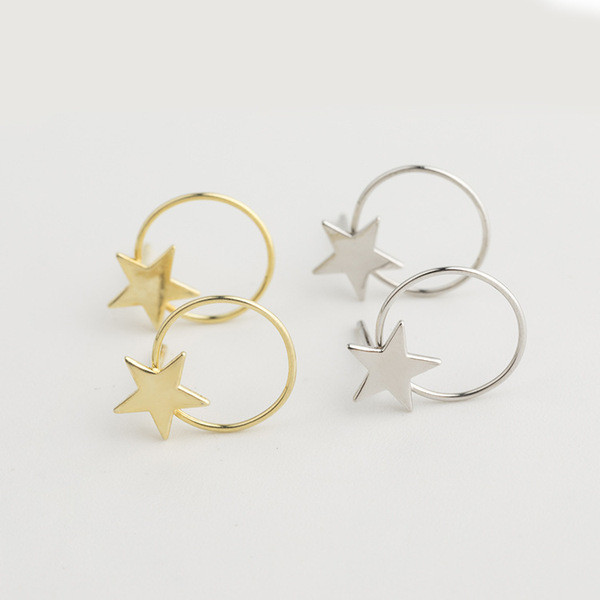 A32737 s925 sterling silver stars silver earrings