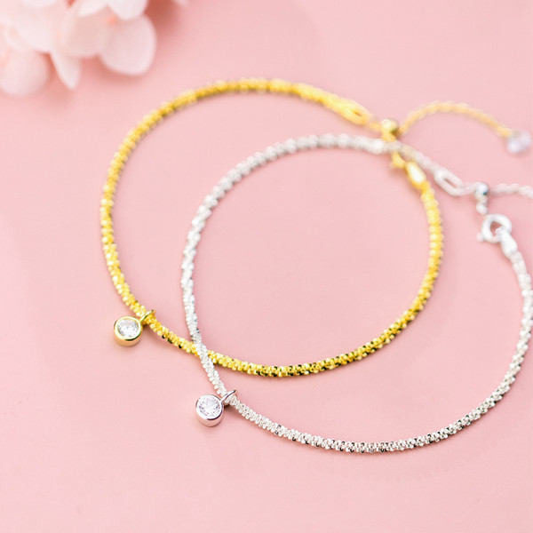 A36440 s925 sterling silver charm fashion chic rhinestone sweet simple bracelet