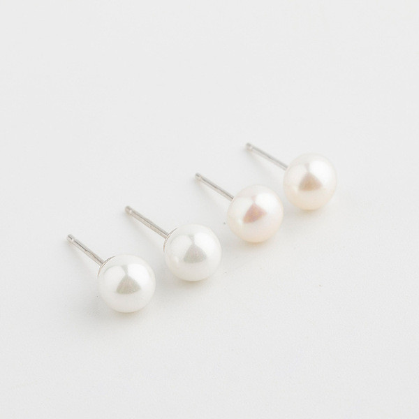 A32814 s925 sterling silver trendy fashion circle silver unique pearl earrings
