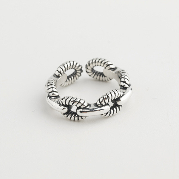 A32513 s925 sterling silver rope adjustable vintage silver chic trendy ring