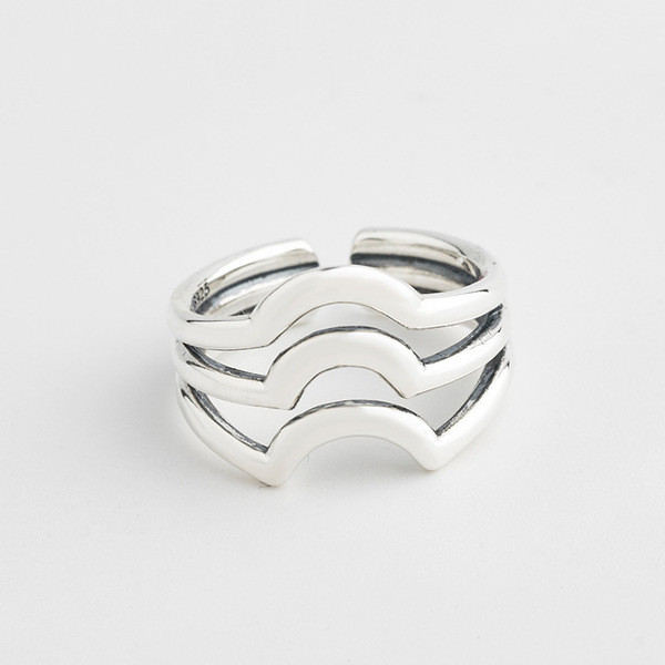 A32604 s925 sterling silver vintage unique fashion silver simple moon silver ring