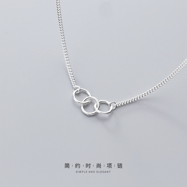 A35201 s925 sterling silver simple circle choker chic necklace