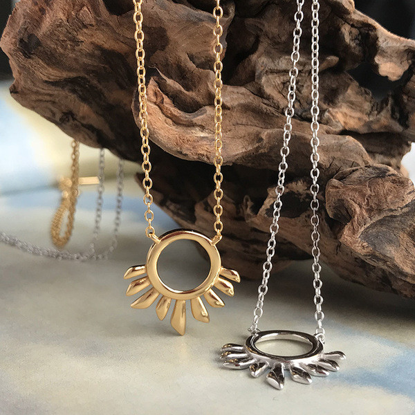 A30372 925 sterling silver simple fashion sun necklace