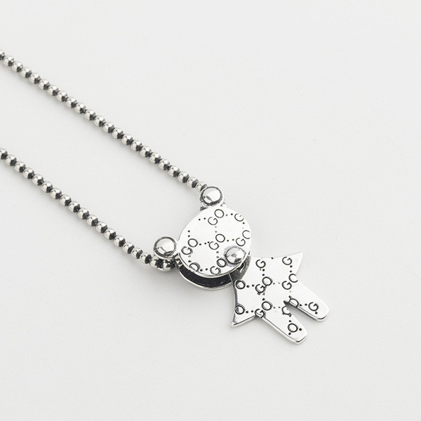 A32974 s925 sterling silver vintage small bear pendant fashion chic necklace