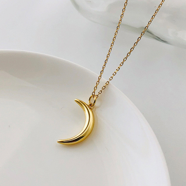 A31345 s925 sterling silver moon necklace