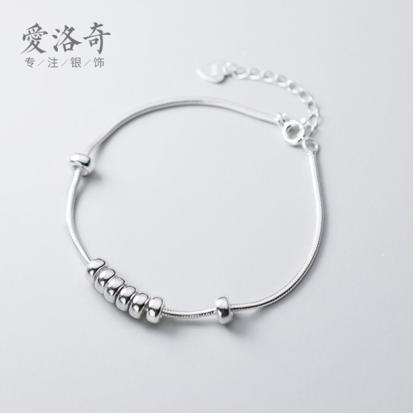 A36047 s925 sterling silver simple oval unique fashion bracelet