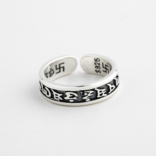 A32593 s925 sterling silver vintage simple fashion adjustable silver ring