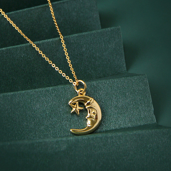 A31472 s925 sterling silver moon necklace