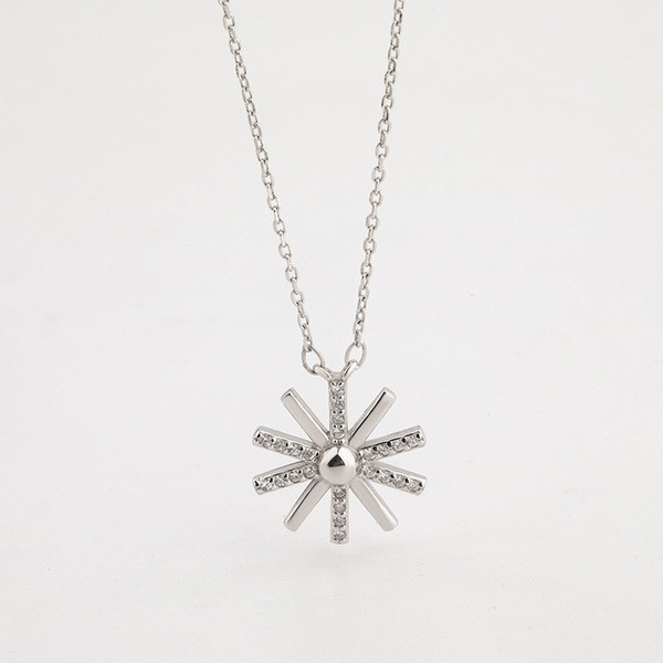 A32865 s925 sterling silver plated white gold rhinestone pendant simple small trendy necklace