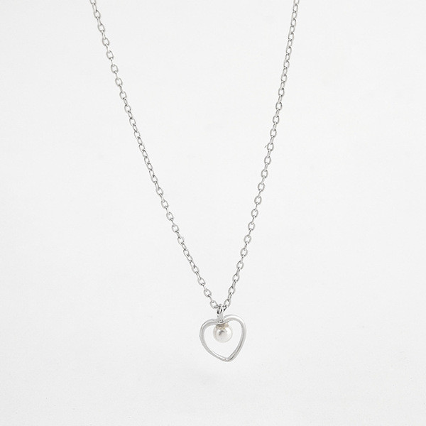 A31430 s925 sterling silver pearl chic silverO necklace