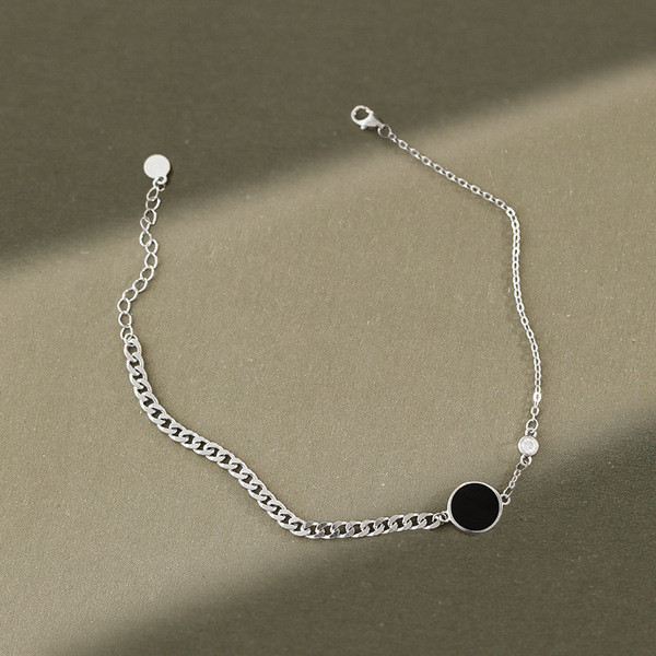 A33312 s925 sterling silver simple vintage anklet bracelet