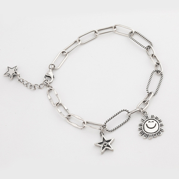 A32910 s925 sterling silver vintage adjustable silver chic trendy bracelet