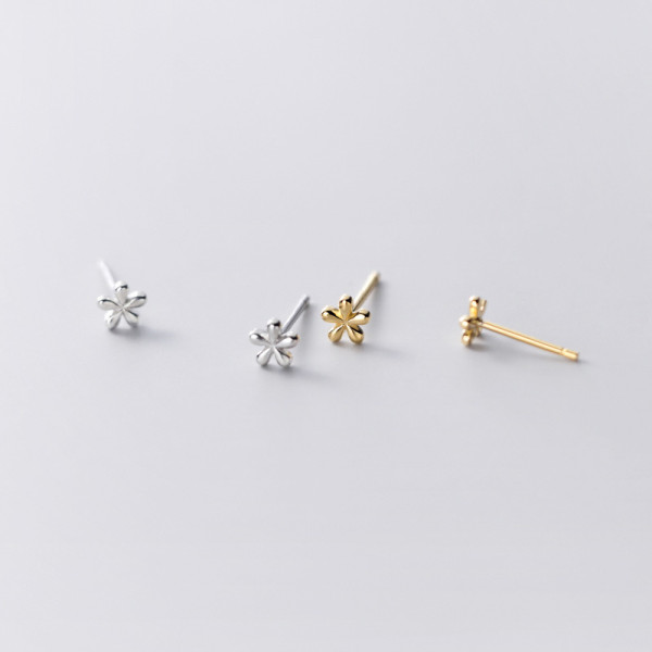 A35845 s925 sterling silver simple cute flower sweet chic earrings
