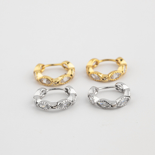 A32763 s925 sterling silver rhinestone chic silver circle earrings