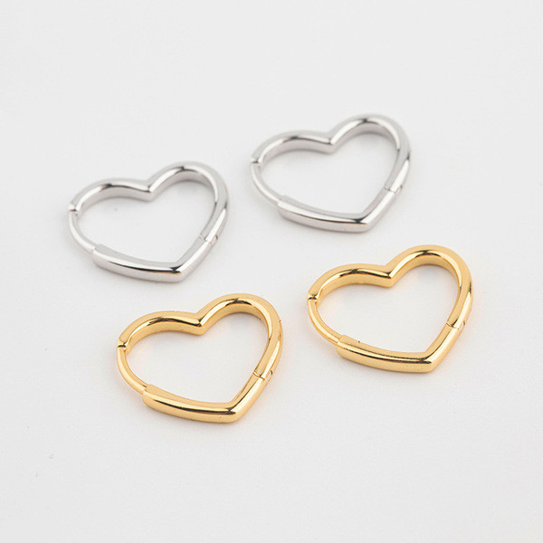 A32789 s925 sterling silver chic heart silver earrings