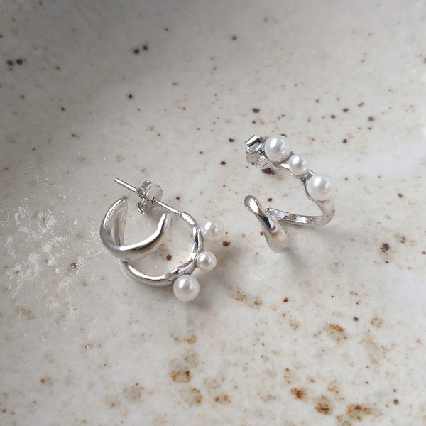A32769 s925 sterling silver pearl earrings