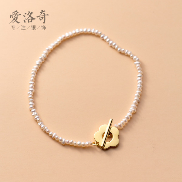 A36447 s925 sterling silver chic baroque pearl charm bracelet