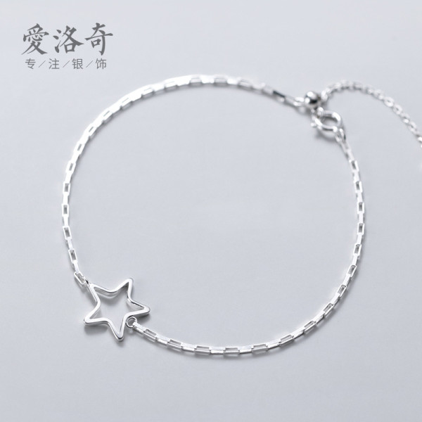 A43574 s925 silver simple elegant charm unique stars bracelet