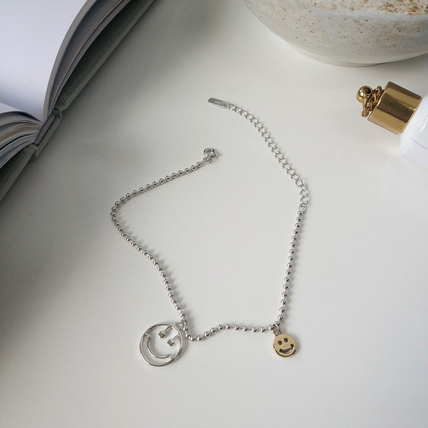 A32911 s925 sterling silver anklet simple chic smilingface chain anklet unique silver bracelet