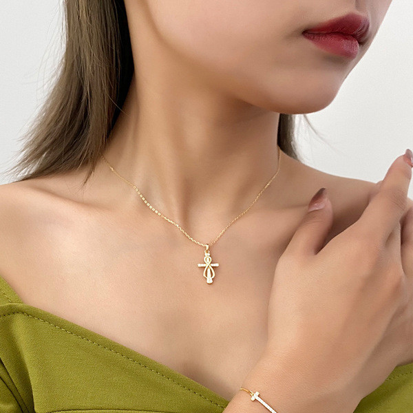 A31316 s925 sterling silver rhinestone cross necklace