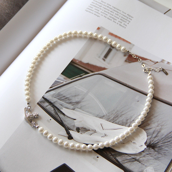 A31484 pearl sterling silver simple necklace