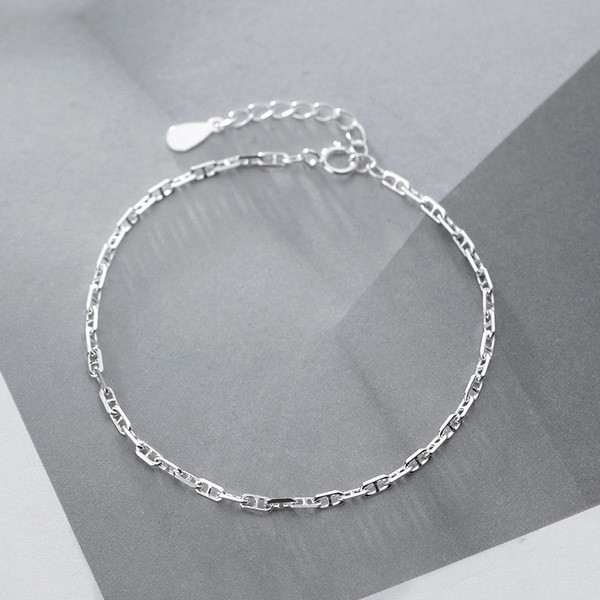 A28138 s925 sterling silver simple charm bracelet