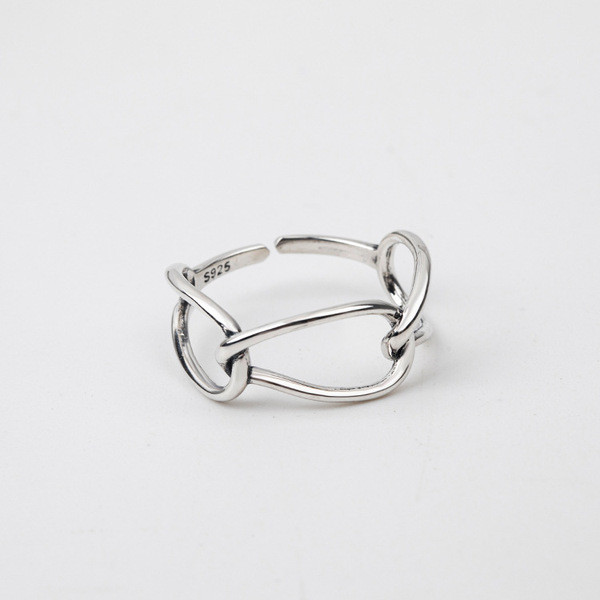 A32552 s925 sterling silver doublelayer chic silver adjustable vintage silver ring