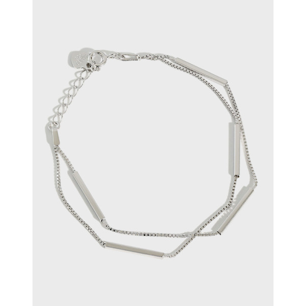 A36496 s925 sterling silver charm doublelayer charm bracelet