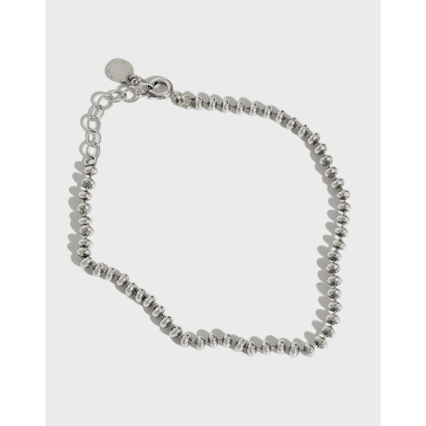 A36517 s925 sterling silver charm vintage simple bead beaded charm bracelet